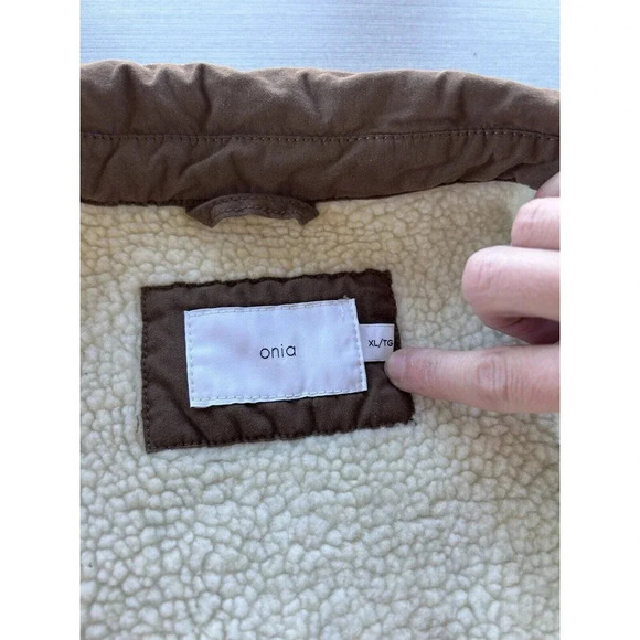 Onia Sherpa-Line Cotton Shacket Jacket In Bison Brown XL - Picture 5 of 9